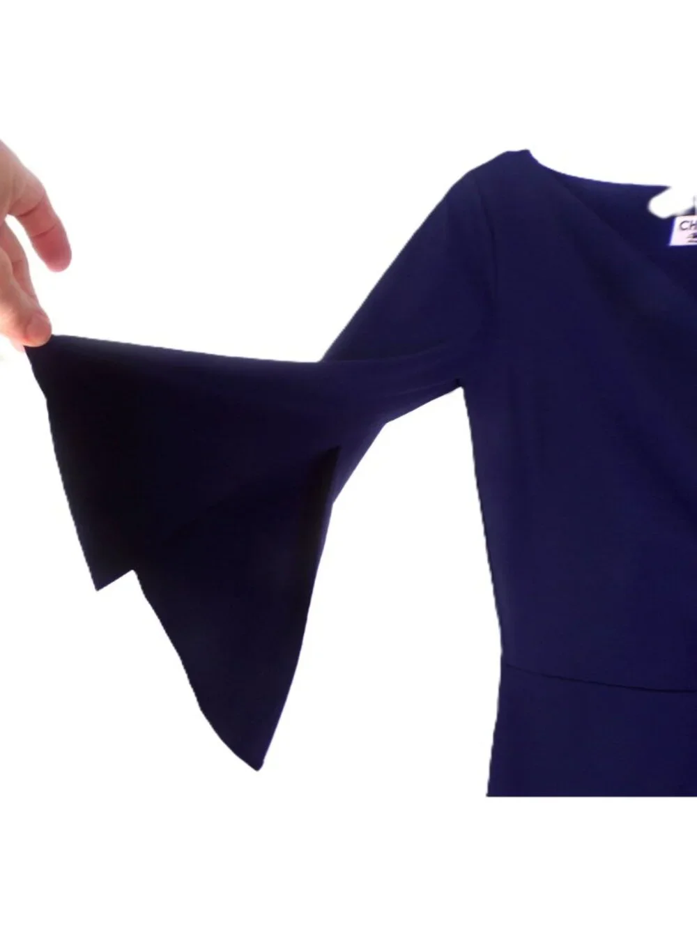 🆕CHIARA BONI Zalfa Ruched Faux Wrap Gown Dress 6 Navy Blue - Picture 10 of 13
